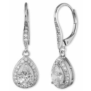Anne Klein Silver Pear CZ Earrings