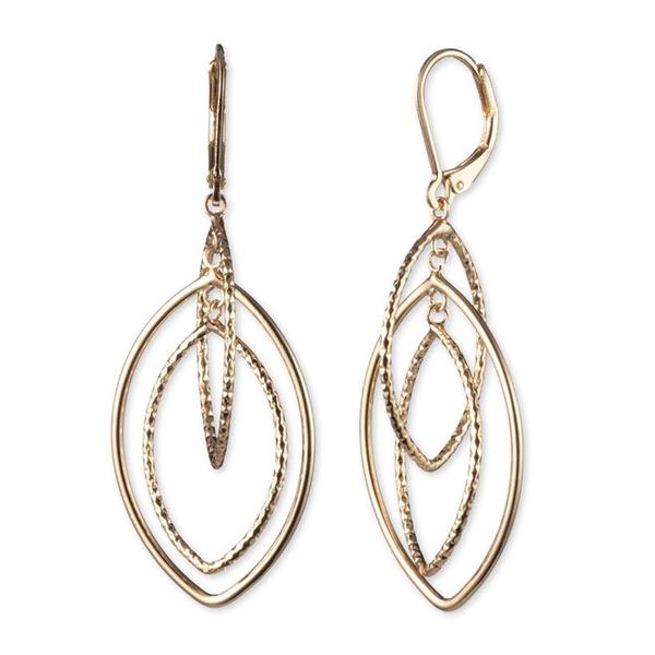 Anne Klein Large Textured Open Leverback Drop Earrings