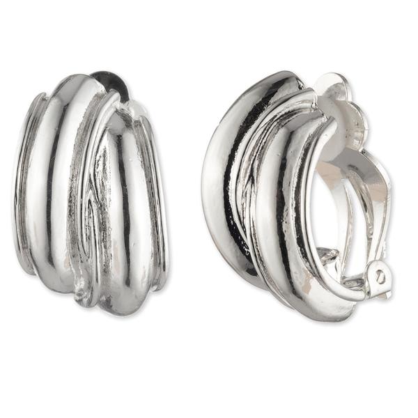 Anne Klein 0.7in. Silver-Tone Crossover Button Clip Earrings