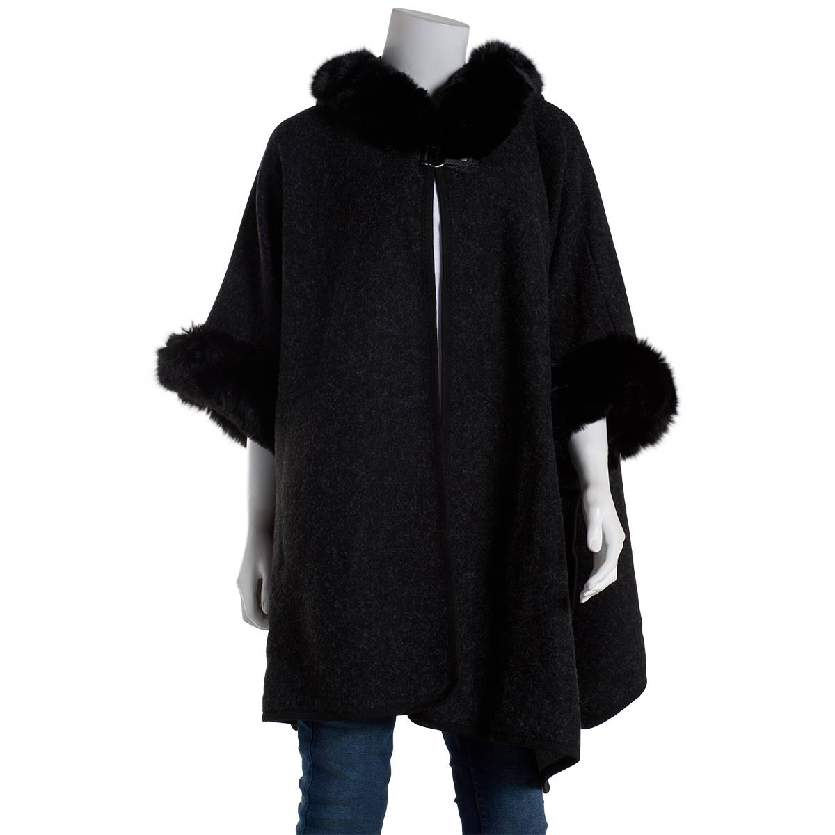 Womens Altare Hooded Faux Fur Cape