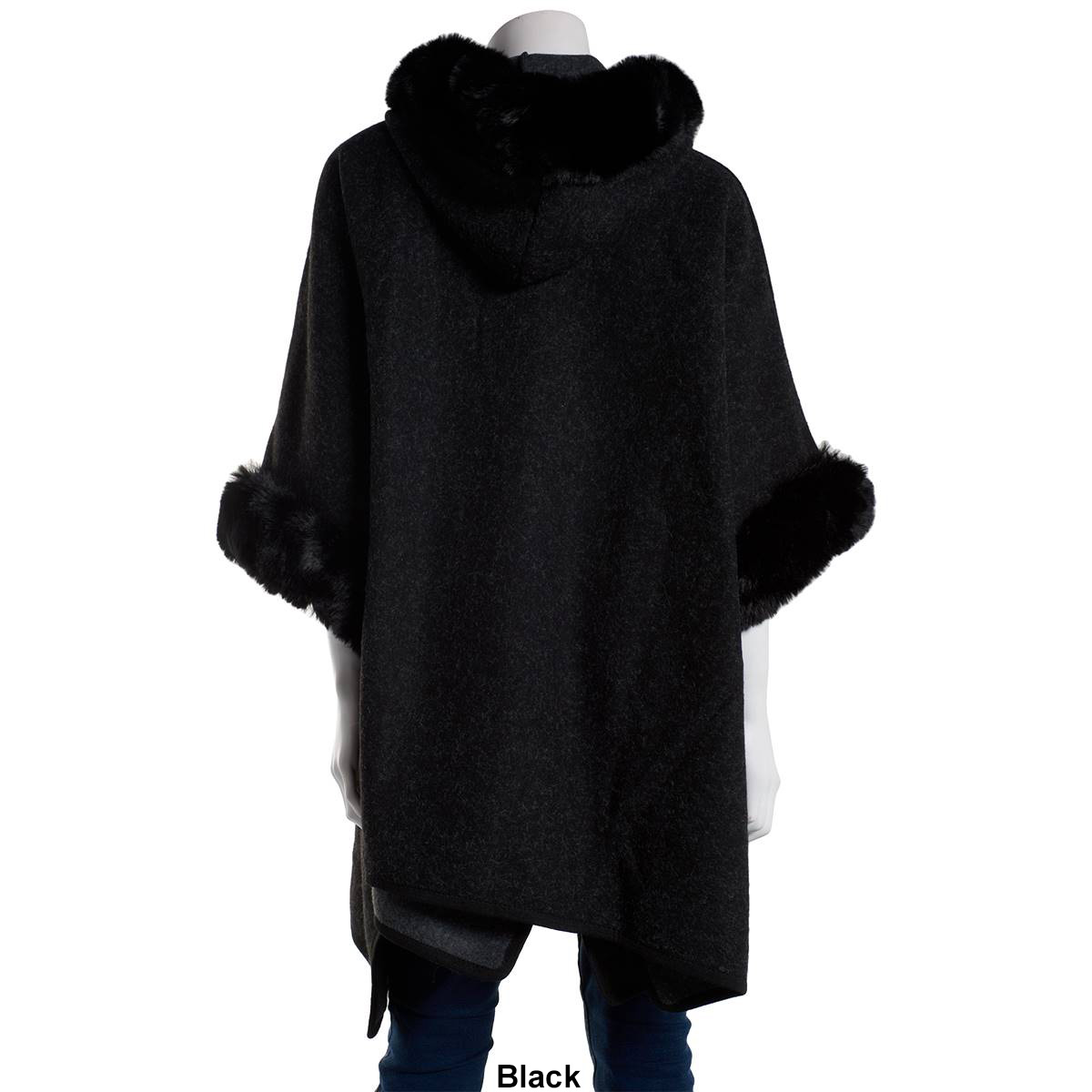 Womens Altare Hooded Faux Fur Cape