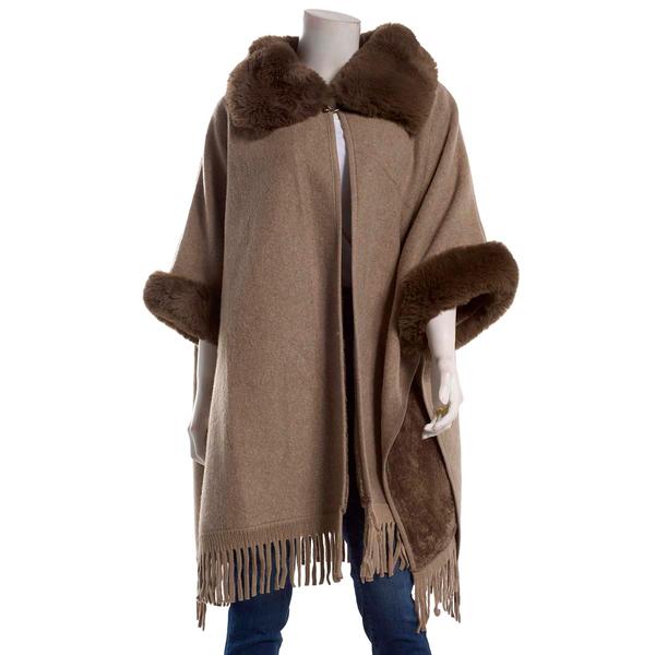 Womens Modena Faux Fur with Snap Closure Ruana
