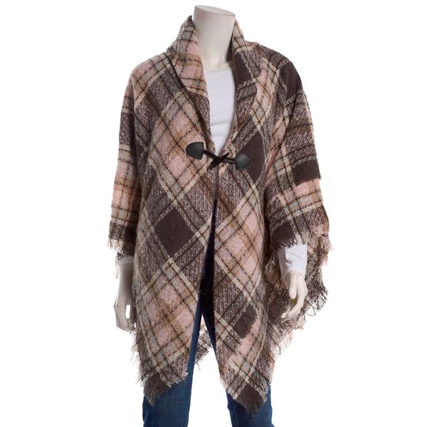 Womens Altare Plaid Cape w/Toggle - Pink