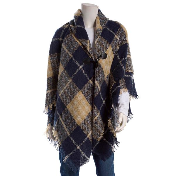 Womens Altare Plaid Cape w/ Toggle - Navy