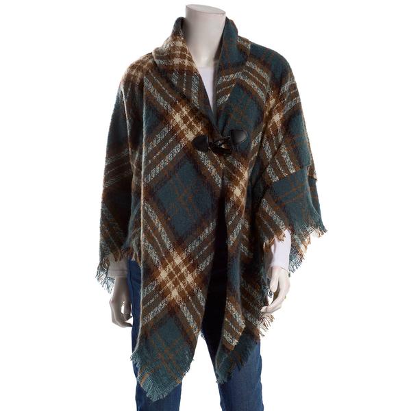 Womens Altare Plaid Cape w/Toggle - Emerald