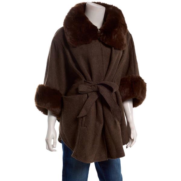Womens Modena Faux Fur Belt Cape
