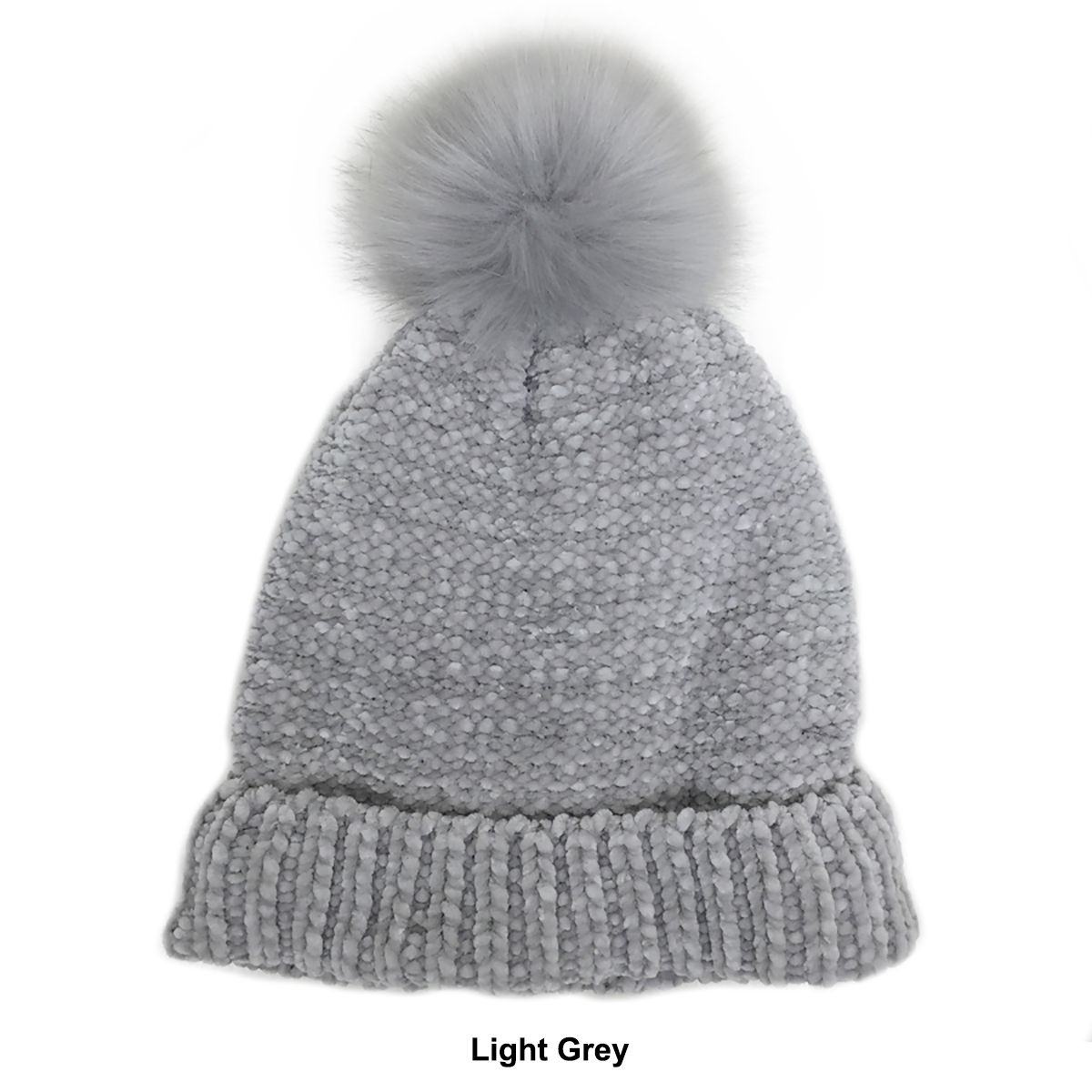 Womens Modena Chenille Ribbed Beanie With Faux Fur Pompom