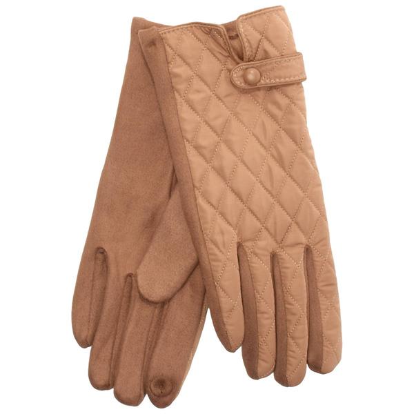 Womens Clever Faux Suede Quilted Gloves