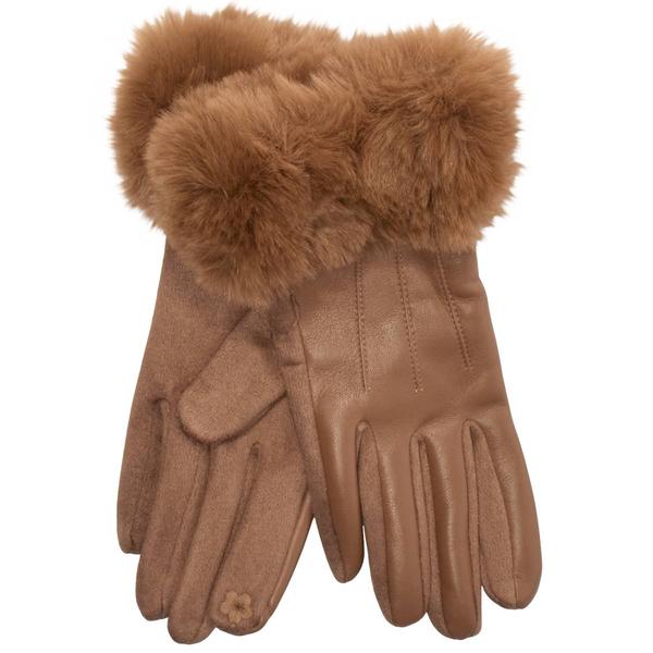Womens Clever Leather w/ Faux Fur Cuff Gloves alternate view
