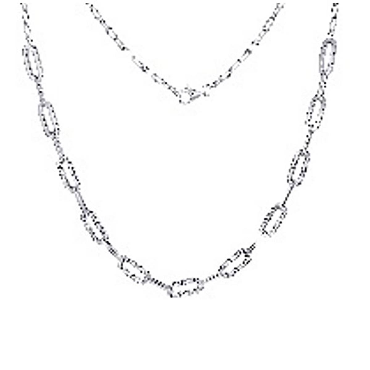 18in. Sterling Silver CZ Paperclip Link Necklace