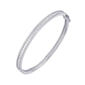 Princess-Cut & Round CZ Bangle Bracelet