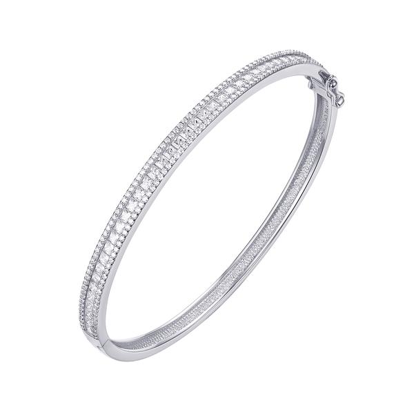 Princess-Cut & Round CZ Bangle Bracelet