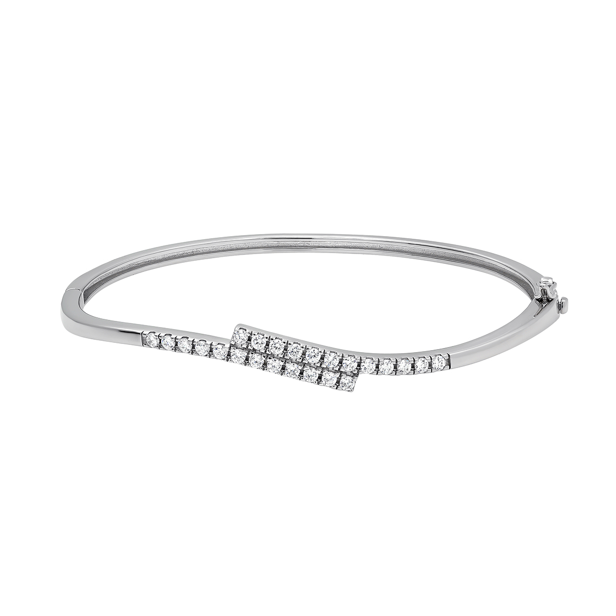 Sterling Silver & CZ Bypass Bangle Bracelet