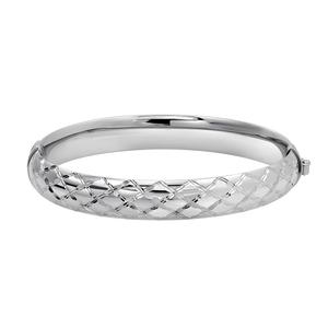 X-Pattern Diamond Cut Sterling Silver Bangle Bracelet