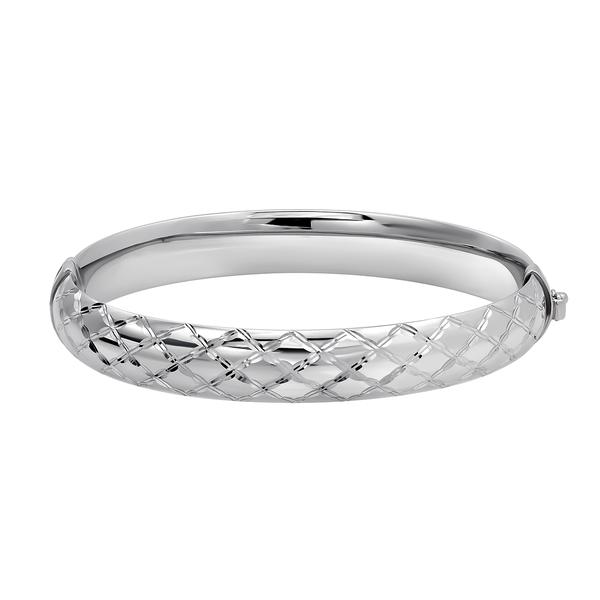 X-Pattern Diamond Cut Sterling Silver Bangle Bracelet
