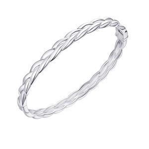 6x65mm Sterling Silver Double Weave Bangle Bracelet