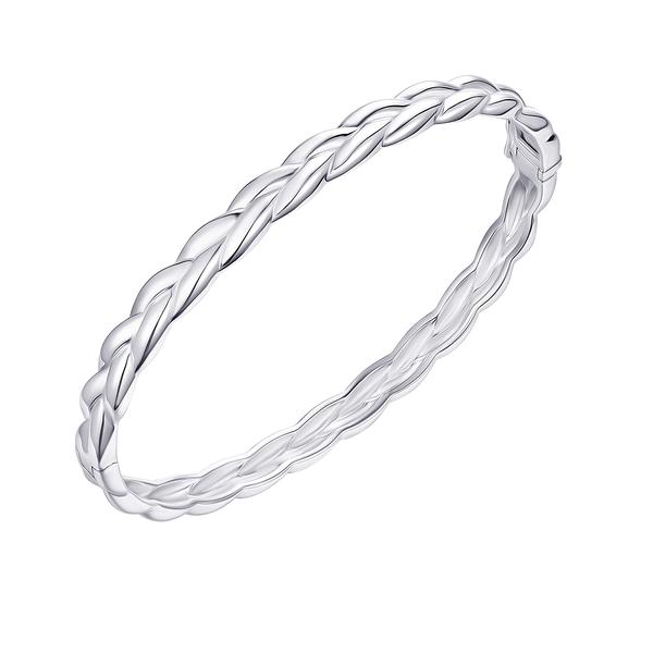 6x65mm Sterling Silver Double Weave Bangle Bracelet