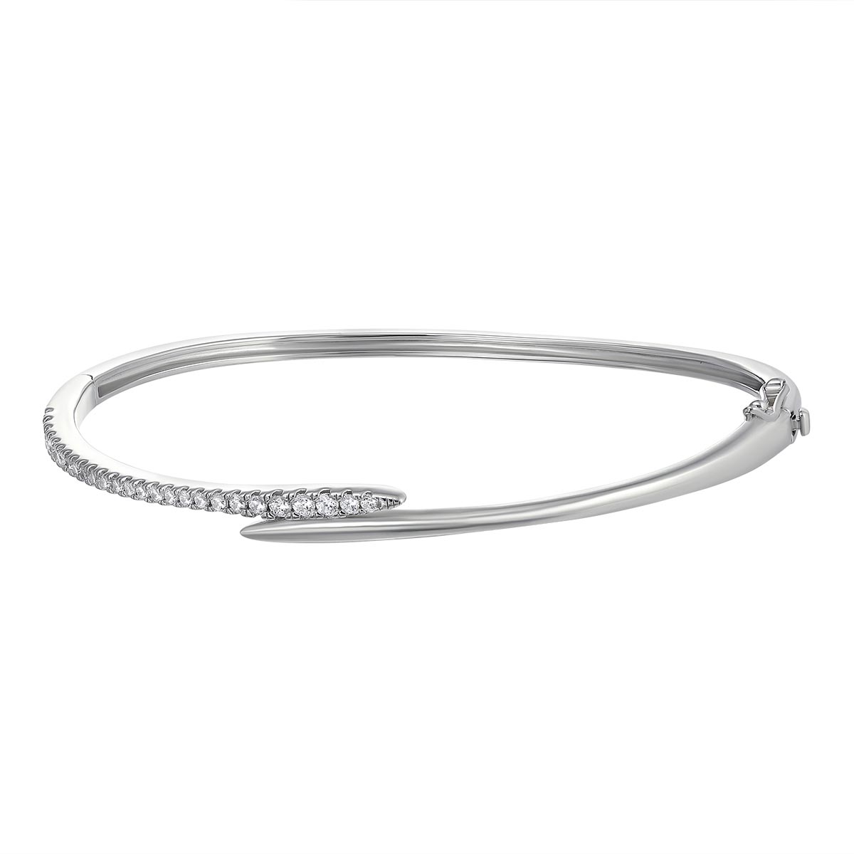 Sterling Silver CZ Bypass Bangle Bracelet