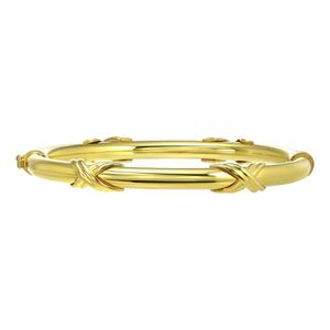 Gold Over Sterling Silver X Polished Bangle Bracelet