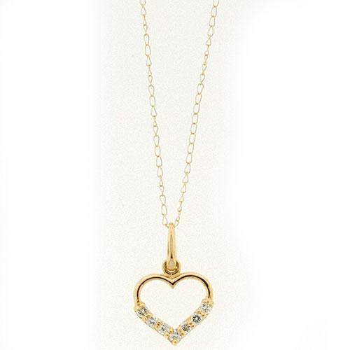Kids Yellow 14kt. Gold CZ Heart Necklace