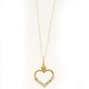 Kids Yellow 14kt. Gold CZ Heart Necklace