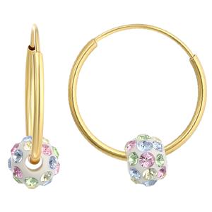 Kids 14kt. Yellow Gold Hoop w/ Multi-Color Spinner Ball Earrings