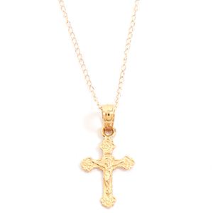 Kids 14kt. Yellow Gold Small Crucifix Pendant Necklace