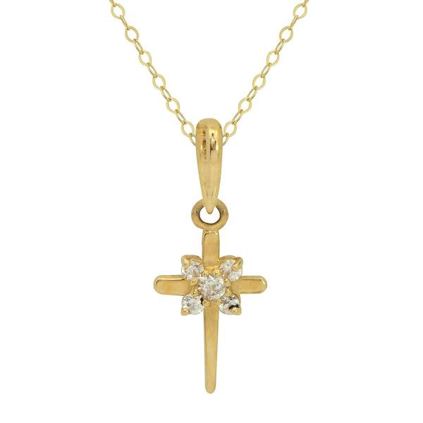 Kids 14kt. Yellow Gold CZ Cross Pendant