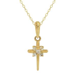 Kids 14kt. Yellow Gold CZ Cross Pendant