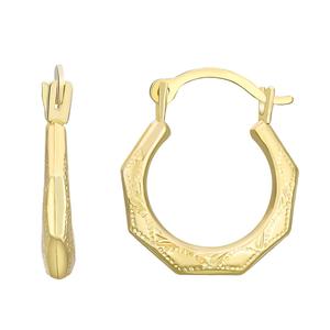 14kt. Polished Diamond Cut Multi Edge Hoop Earrings