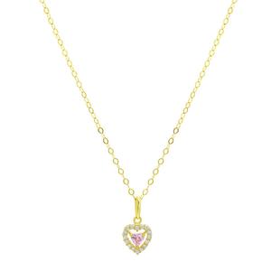 Kids 14kt. Yellow Gold Heart w/ CZ Pendant Necklace