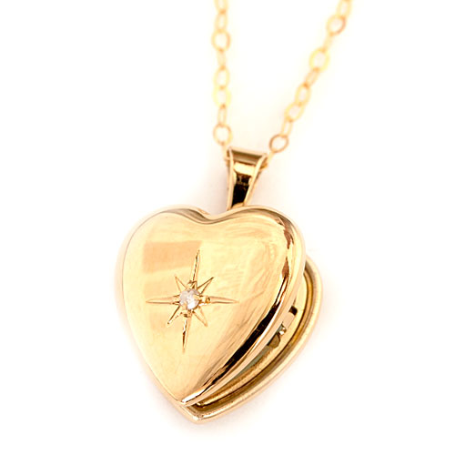 Kids Gold Filled 12mm Heart Locket Pendant Necklace