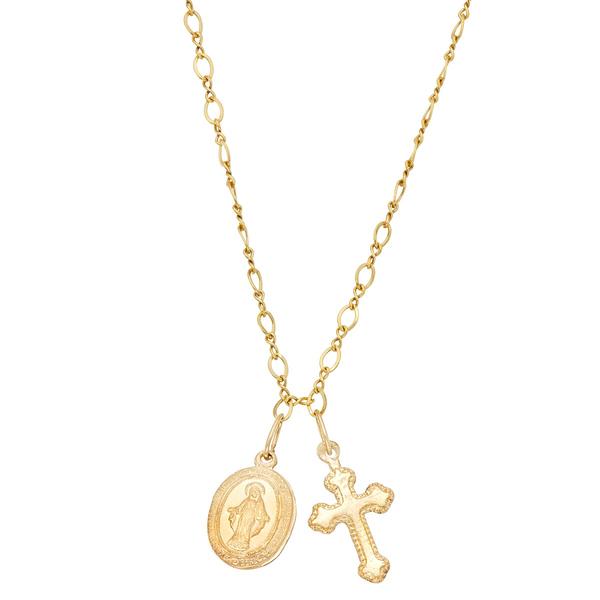 Our Lady of Guadalupe and Cross Pendant Necklace