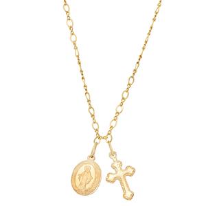 Our Lady of Guadalupe and Cross Pendant Necklace