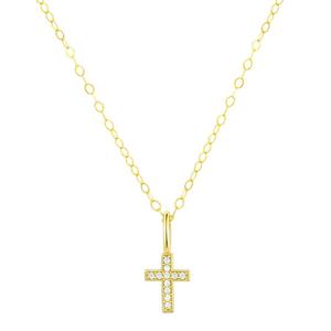 10kt. Gold Mini CZ Cross Pendant Necklace