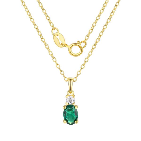 May Birthstone Simulated Emerald & CZ Pendant