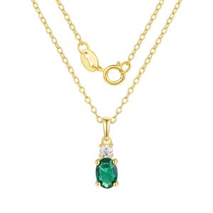 May Birthstone Simulated Emerald & CZ Pendant