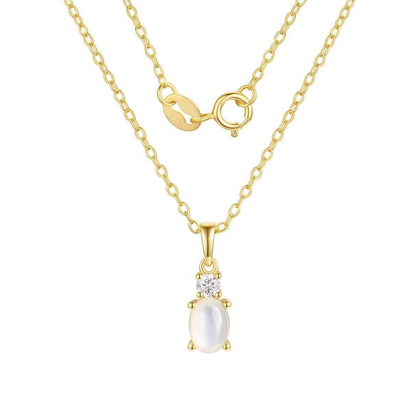 June Birthstone Mother of Pearl & CZ Pendant