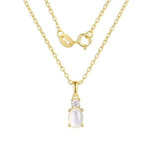 June Birthstone Mother of Pearl & CZ Pendant