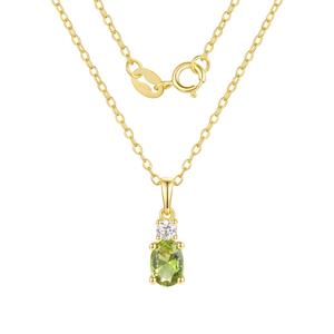 August Birthstone Simulated Peridot & CZ Pendant Necklace