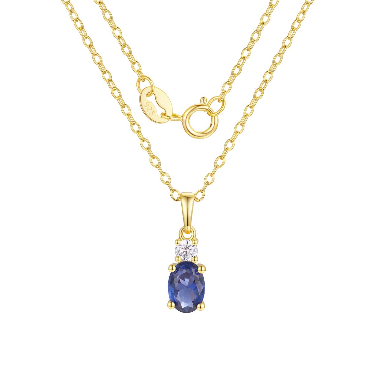 September Birthstone Simulated Sapphire & CZ Pendant