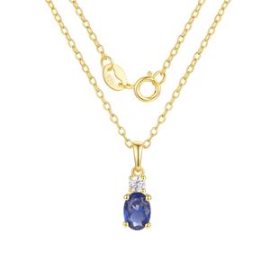 September Birthstone Simulated Sapphire & CZ Pendant