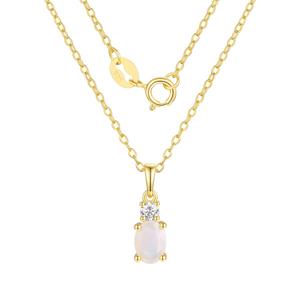 October Birthstone Simulated Opal & CZ Pendant