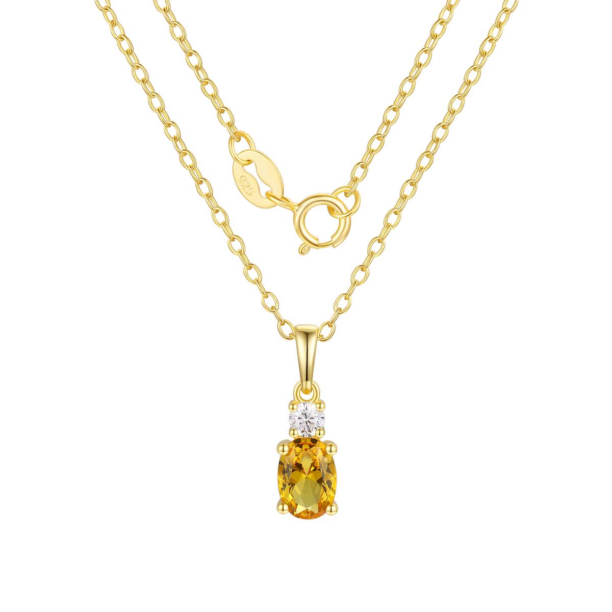 November Birthstone Simulated Citrine & CZ Pendant