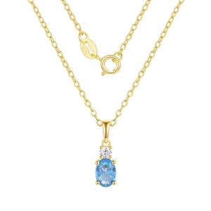 December Birthstone Blue Zircon & CZ Pendant