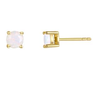October Birthstone Simulated Opal 6mm Stud Earrings