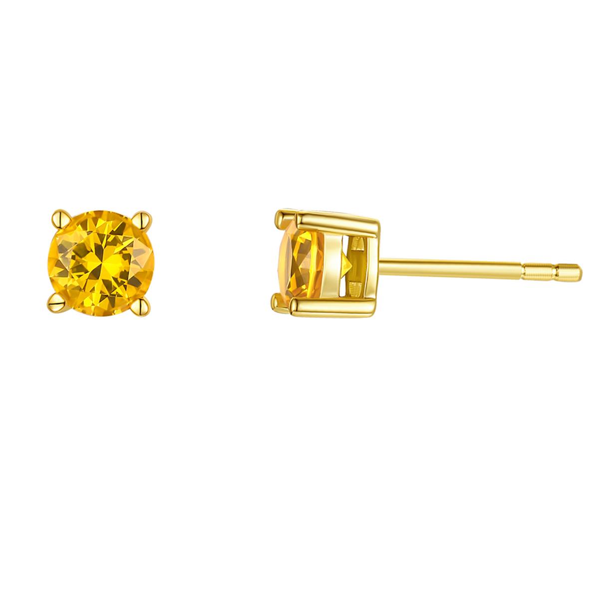 November Birthstone Simulated Citrine 6mm Stud Earrings