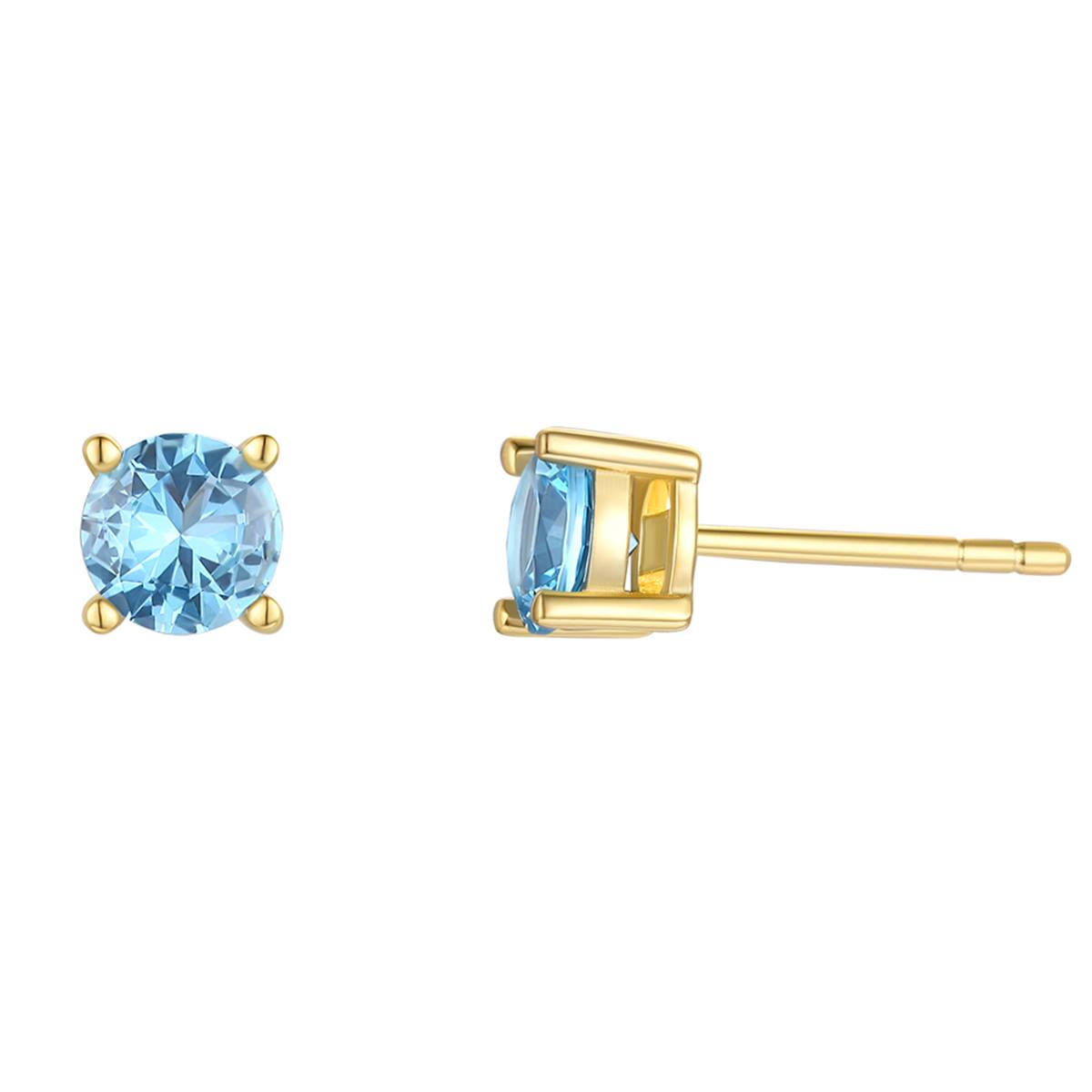 December Birthstone Simulated Blue Zircon 6mm Stud Earrings