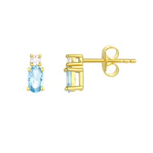 Oval Simulated Blue Zircon December Birthstone Stud Earrings