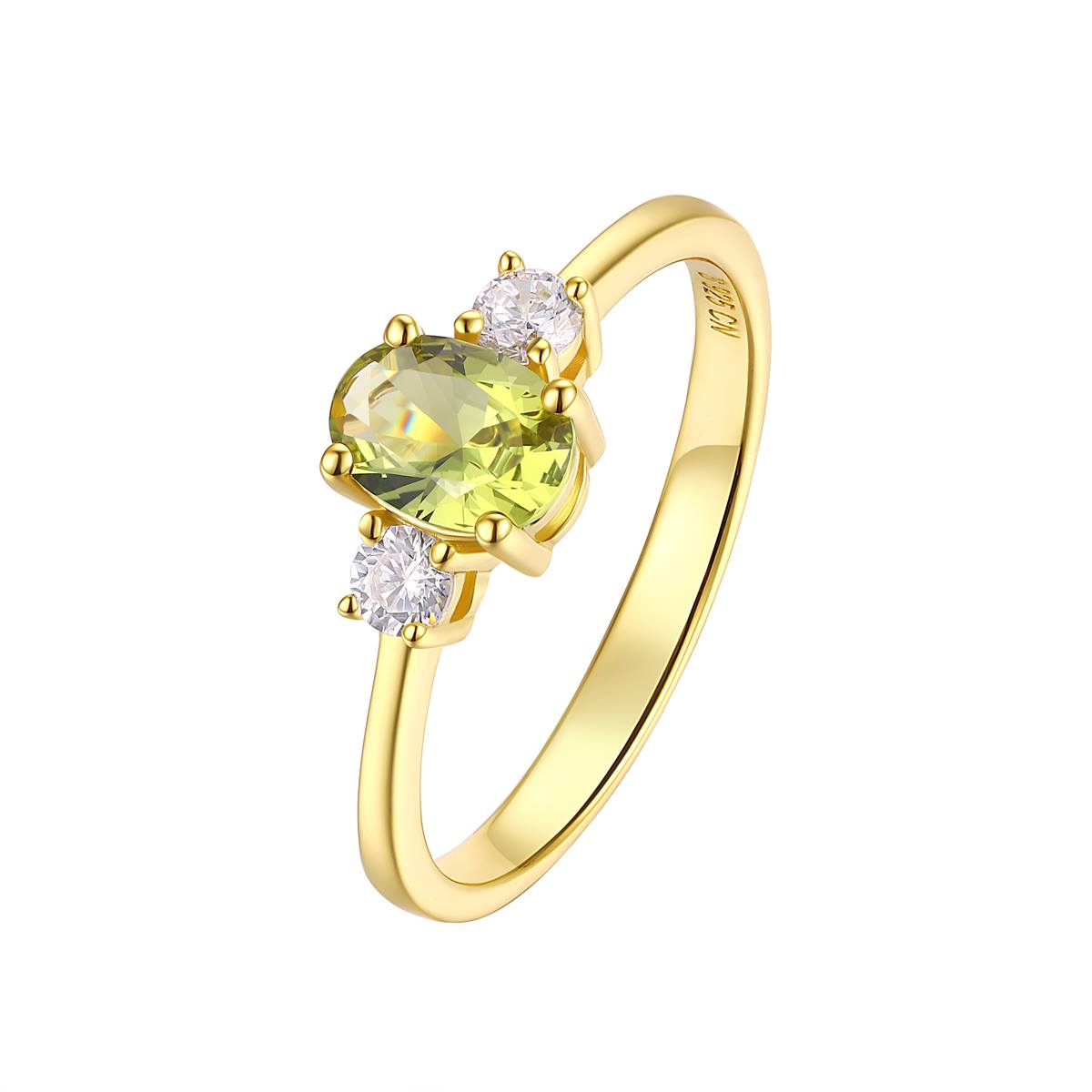 August Birthstone Simulated Peridot & CZ Ring